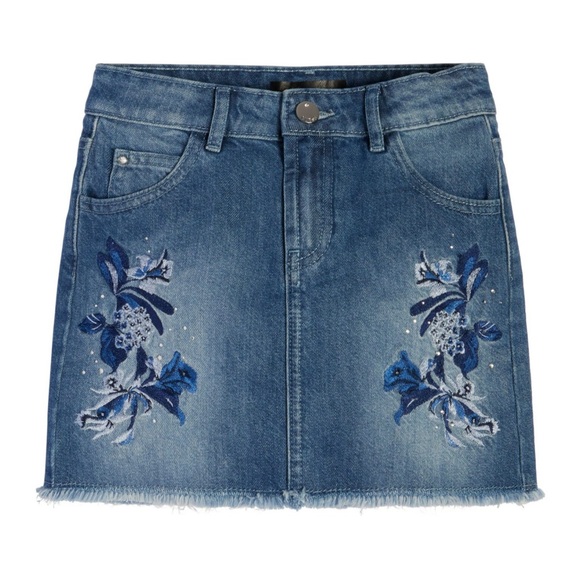 Guess Kid’s Blue Floral
Embroidered Denim Mini Skirt Size 10 - Picture 1 of 4